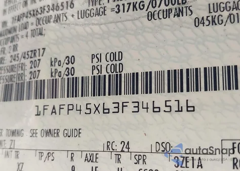 2003 Ford Mustang Gt z USA, uszkodzony, nr VIN 1FAFP45X63F346516